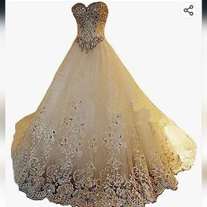 COPY - Luxury Sweetheart Crystal Beaded Wedding Dress Princess Long Train
